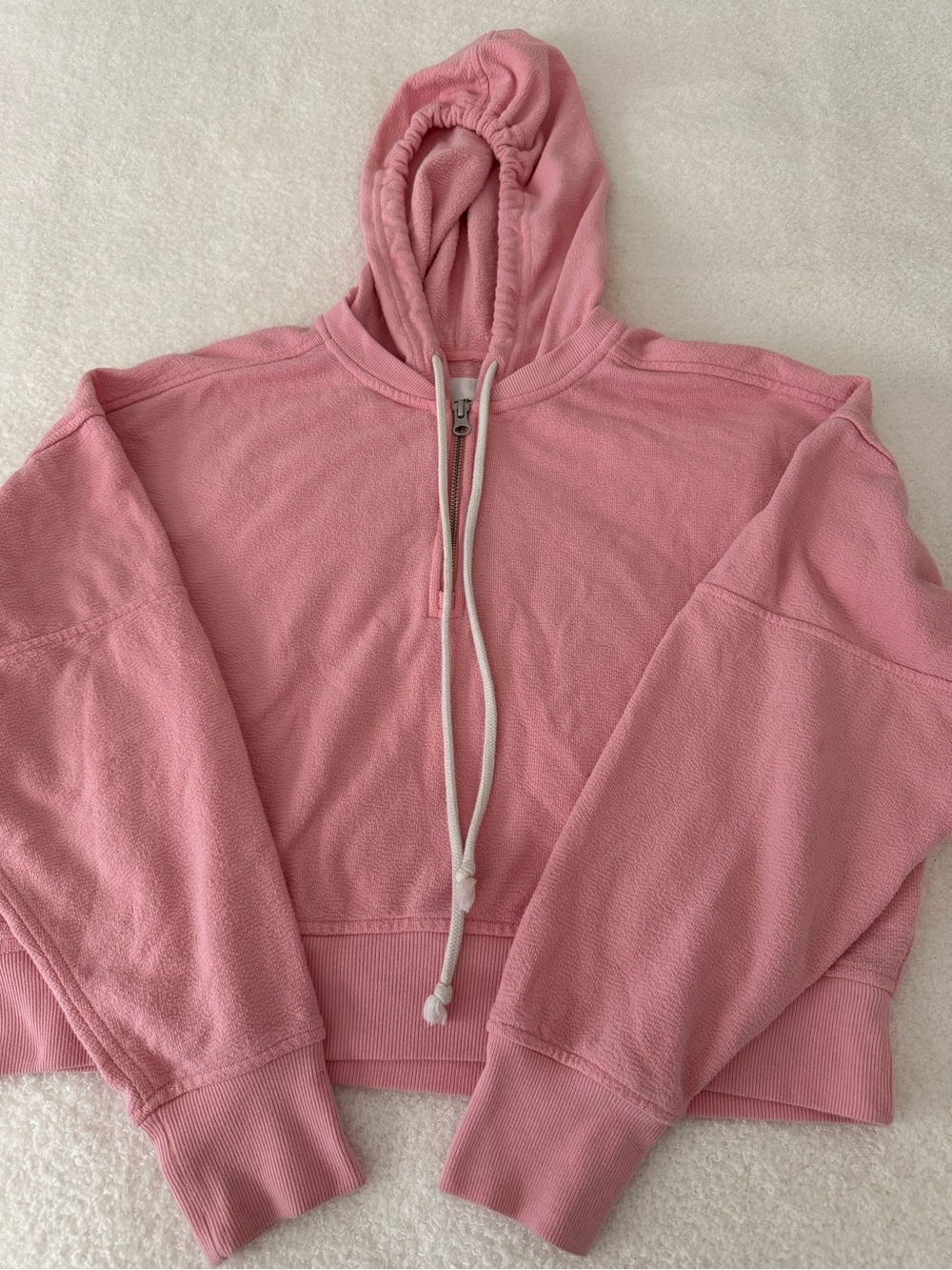 aerie Pink Cropped Hooded Pullover